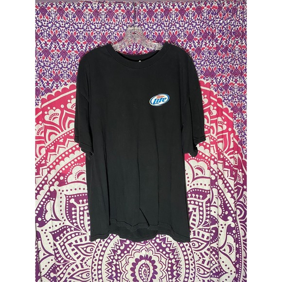T-shirt Vintage Miller Lite Harley Davidson – Années 90, Bleu, Coton, Taille L